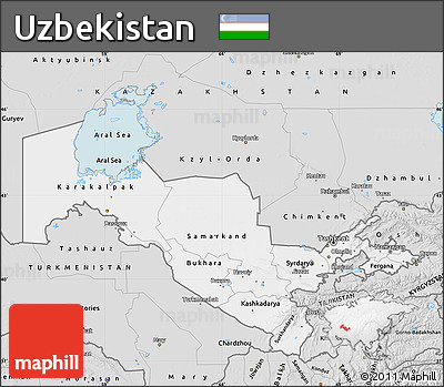Silver Style Map of Uzbekistan