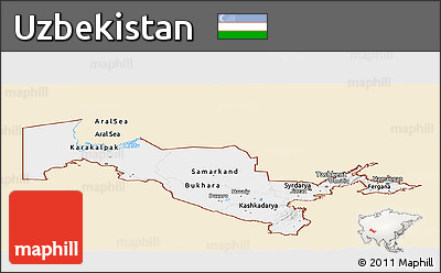 Classic Style Panoramic Map of Uzbekistan, single color outside