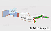 Flag Panoramic Map of Uzbekistan, flag aligned to the middle