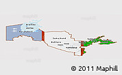 Flag Panoramic Map of Uzbekistan, flag rotated