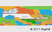 Flag Panoramic Map of Uzbekistan, political outside