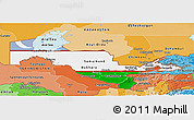 Flag Panoramic Map of Uzbekistan, political shades outside