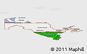 Flag Panoramic Map of Uzbekistan, single color outside, bathymetry sea