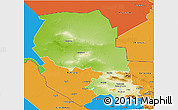 Physical 3D Map of Samarkand, political outside