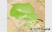 Physical 3D Map of Samarkand, satellite outside