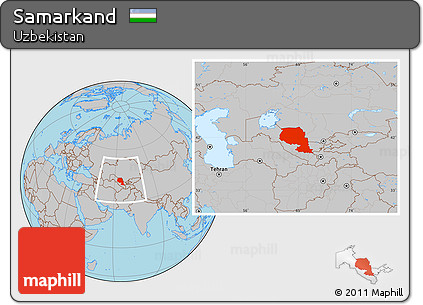 Gray Location Map of Samarkand, within the entire country