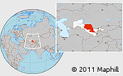 Gray Location Map of Samarkand, highlighted country, within the entire country
