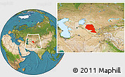 Satellite Location Map of Samarkand, within the entire country