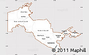 Classic Style Simple Map of Uzbekistan, cropped outside