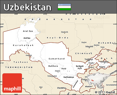 Classic Style Simple Map of Uzbekistan