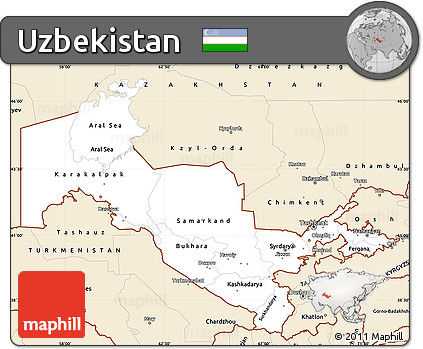 Classic Style Simple Map of Uzbekistan