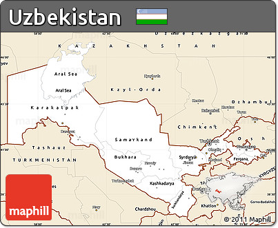 Classic Style Simple Map of Uzbekistan