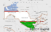 Flag Simple Map of Uzbekistan, single color outside, borders and labels