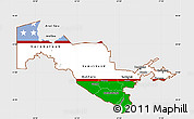 Flag Simple Map of Uzbekistan, single color outside, flag centered