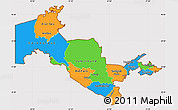 Political Simple Map of Uzbekistan, cropped outside