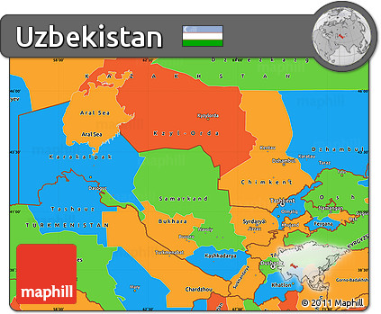 Political Simple Map of Uzbekistan