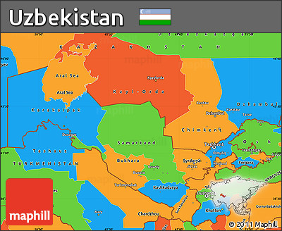 Political Simple Map of Uzbekistan