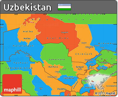 Political Simple Map of Uzbekistan