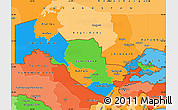 Political Simple Map of Uzbekistan, political shades outside