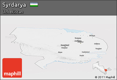Silver Style Panoramic Map of Syrdarya, single color outside