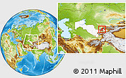 Physical Location Map of Tashkent Oblast, highlighted country, within the entire country