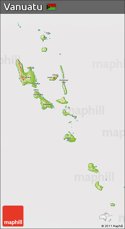 Physical 3D Map of Vanuatu, cropped outside