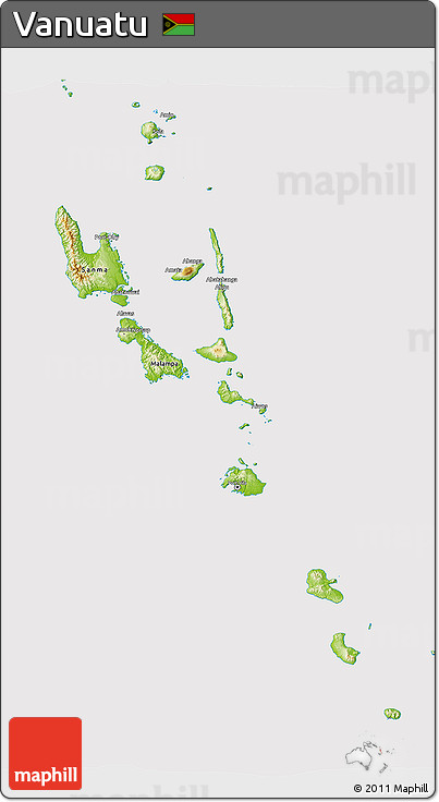 Physical 3D Map of Vanuatu, cropped outside