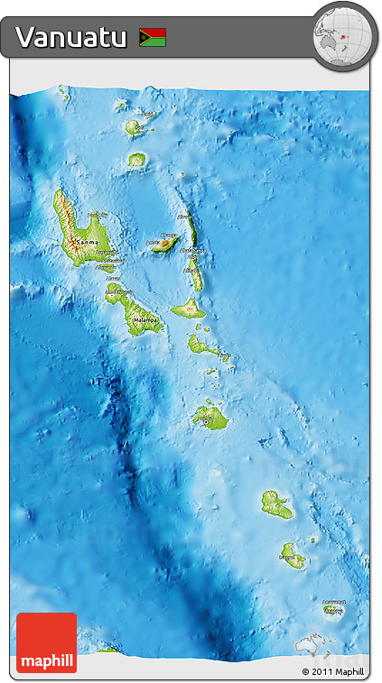Physical 3D Map of Vanuatu