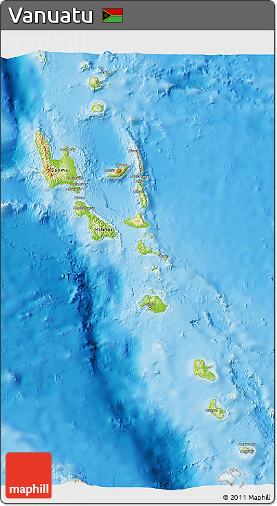 Physical 3D Map of Vanuatu, shaded relief outside