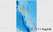 Political Shades 3D Map of Vanuatu, shaded relief outside, bathymetry sea