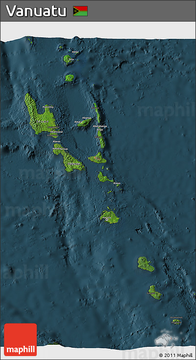 Satellite 3D Map of Vanuatu, darken