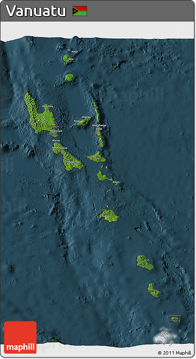 Satellite 3D Map of Vanuatu, darken