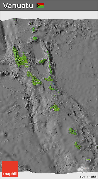 Satellite 3D Map of Vanuatu, desaturated