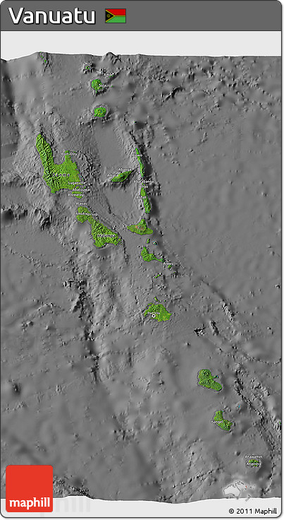 Satellite 3D Map of Vanuatu, desaturated