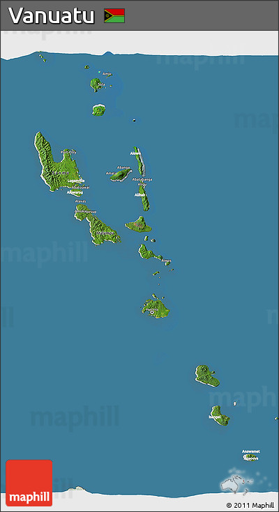 Satellite 3D Map of Vanuatu, lighten, land only