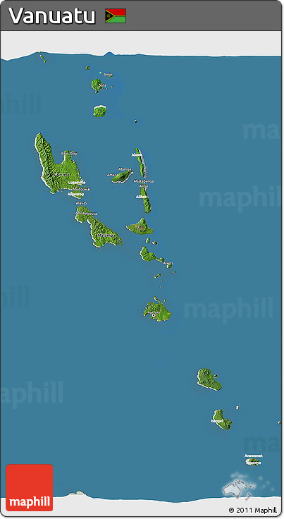 Satellite 3D Map of Vanuatu, lighten, land only