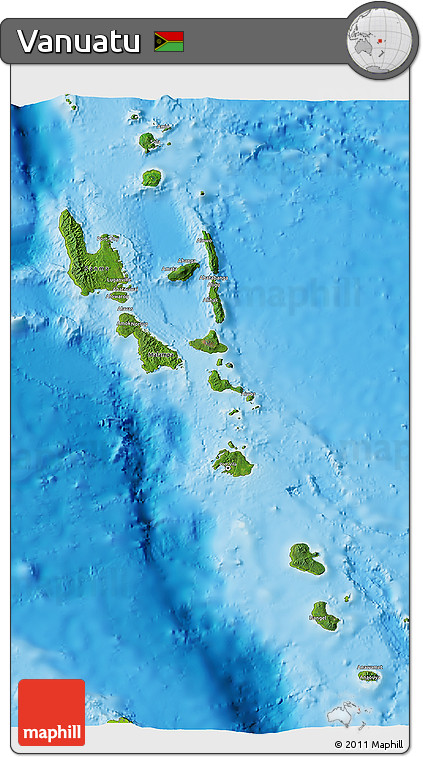 Satellite 3D Map of Vanuatu, physical outside