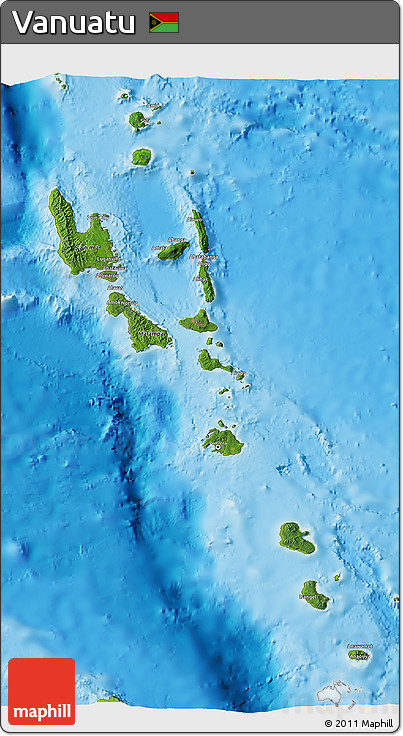 Satellite 3D Map of Vanuatu, physical outside