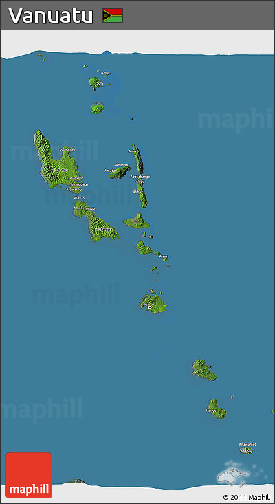 Satellite 3D Map of Vanuatu, semi-desaturated, land only