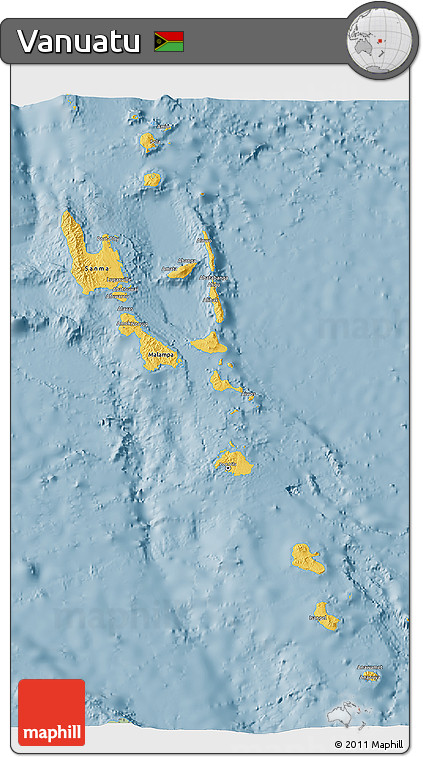 Savanna Style 3D Map of Vanuatu
