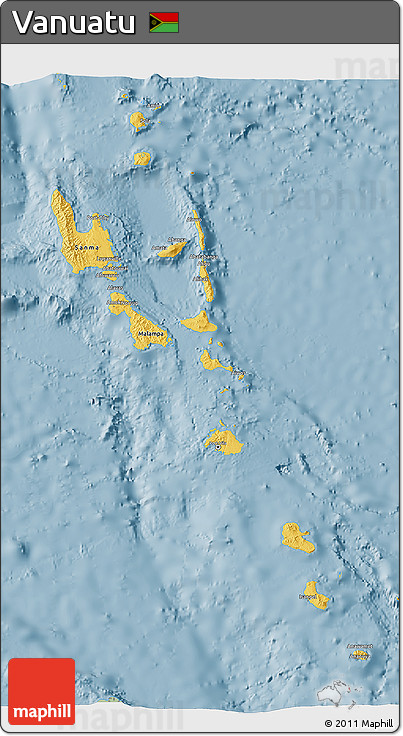 Savanna Style 3D Map of Vanuatu