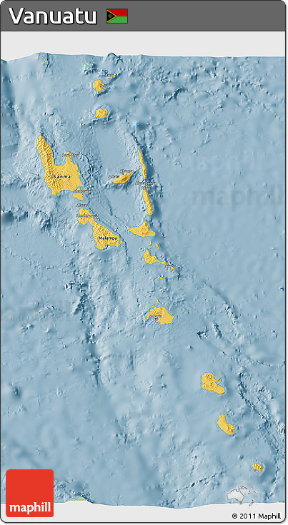 Savanna Style 3D Map of Vanuatu, single color outside