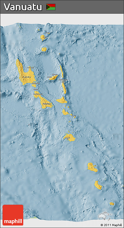 Savanna Style 3D Map of Vanuatu, single color outside