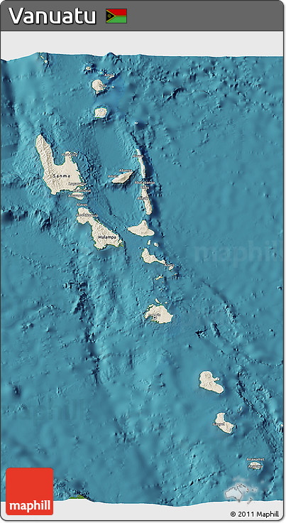 Shaded Relief 3D Map of Vanuatu, satellite outside