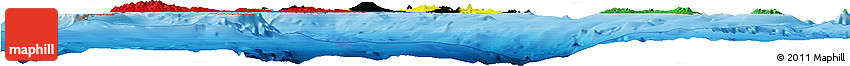 Flag Horizon Map of Vanuatu, political outside, flag aligned to the middle