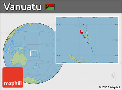 Flag Location Map of Vanuatu, savanna style outside