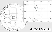 Gray Location Map of Vanuatu, blank outside, hill shading inside