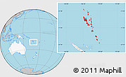 Gray Location Map of Vanuatu, highlighted continent