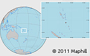 Gray Location Map of Vanuatu, hill shading inside