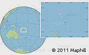 Gray Location Map of Vanuatu, savanna style outside, hill shading inside